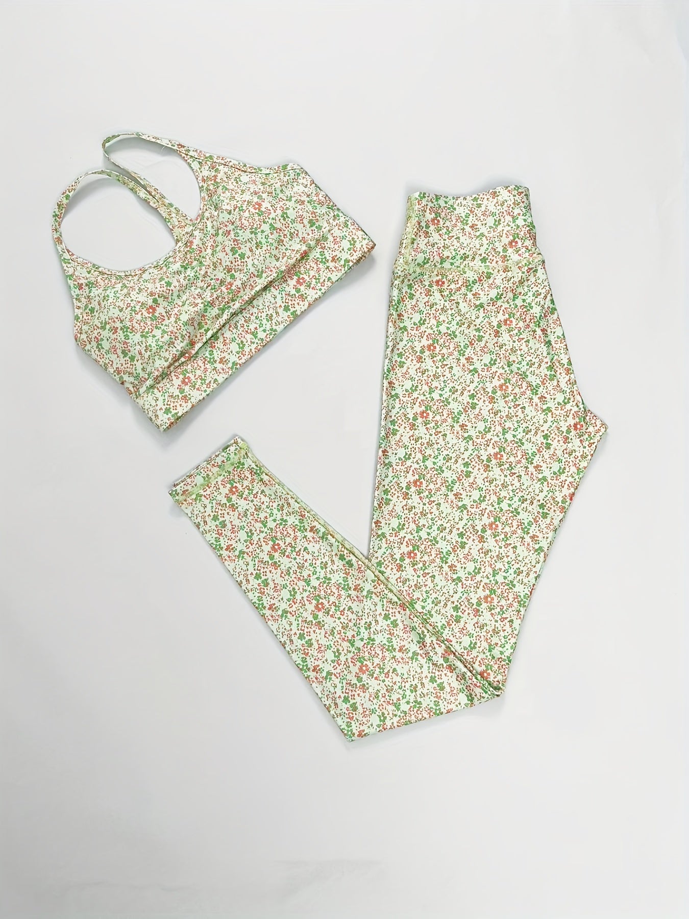  Floral Print Ruched Bra & Yoga Leggings Set