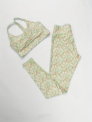  Floral Print Ruched Bra & Yoga Leggings Set