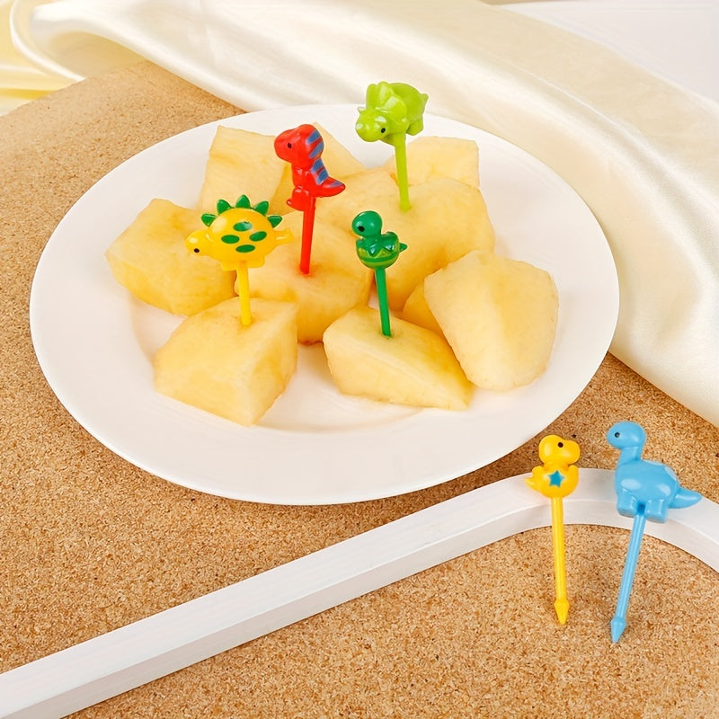 6pcs Dino Fruit Fork Toothpick Decoration Cake Picks Kids Snack Forks