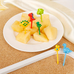 6pcs Dino Fruit Fork Toothpick Decoration Cake Picks Kids Snack Forks