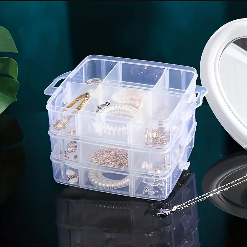 Detachable Jewelry Storage Box Three Layer Transparent Cosmetics Storage Box