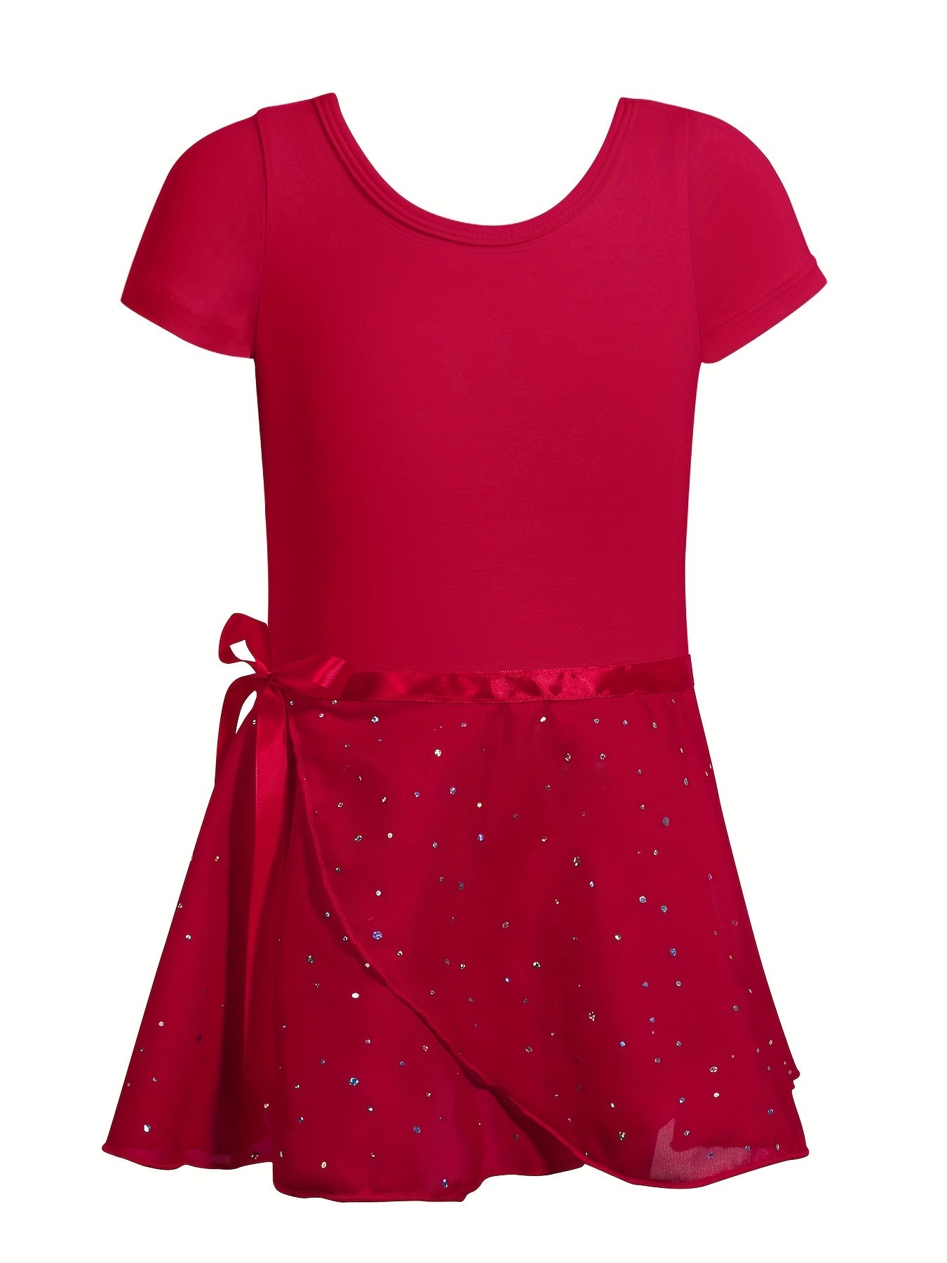 Girl's Ballet Leotards Sleeveless Dancing Suit With Sequin Exercise Skirt