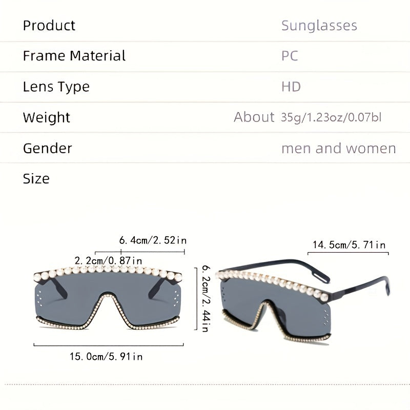 Y2K Faux Pearl Eyebrow Sunglasses Gradient Shield Glasses UV400