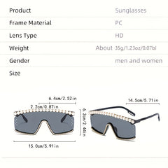 Y2K Faux Pearl Eyebrow Sunglasses Gradient Shield Glasses UV400