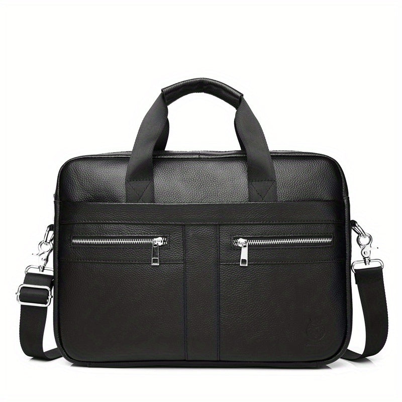 Men's Leather Briefcase Large Capacity Shoulder Bag Computer Handbag