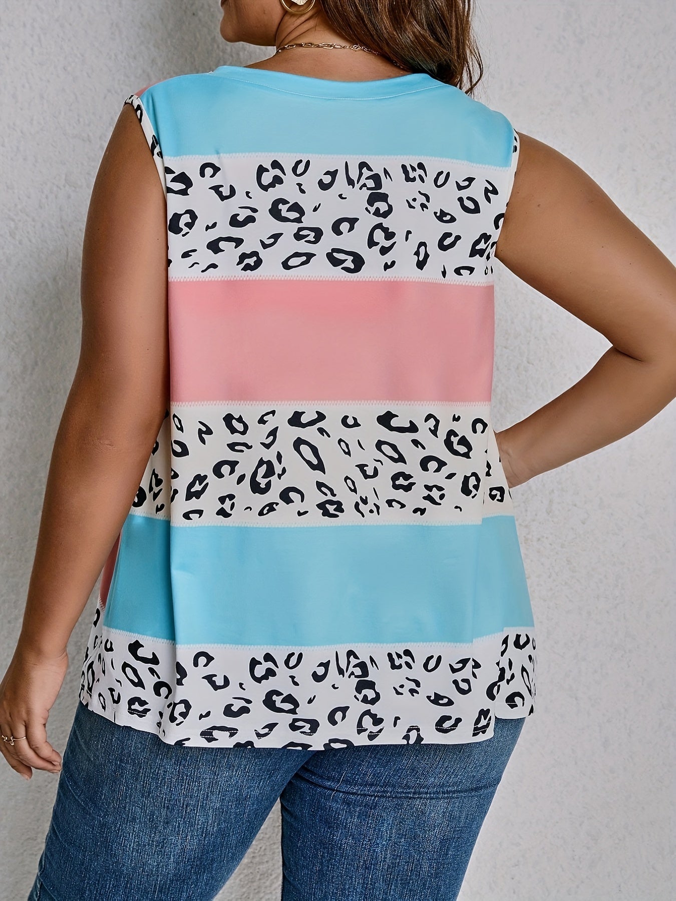  Leopard Print V Neck Tank Top