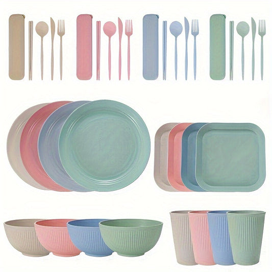 36pcs Outdoor Camping Tableware Set Lightweight Reusable Cutlery Set