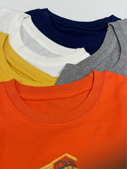 Boys Construction Vehicle Print T-shirt 5PCS
