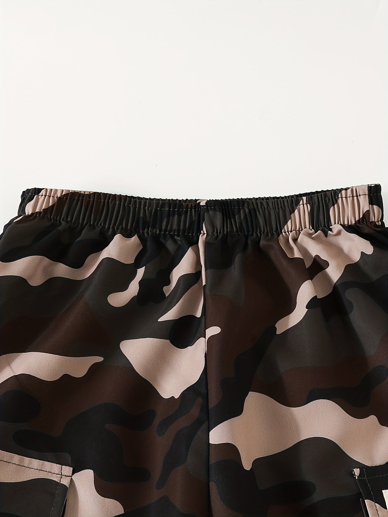 Boys Camo Cargo Pants Elastic Waist Joggers Kids Outdoor Bottoms
