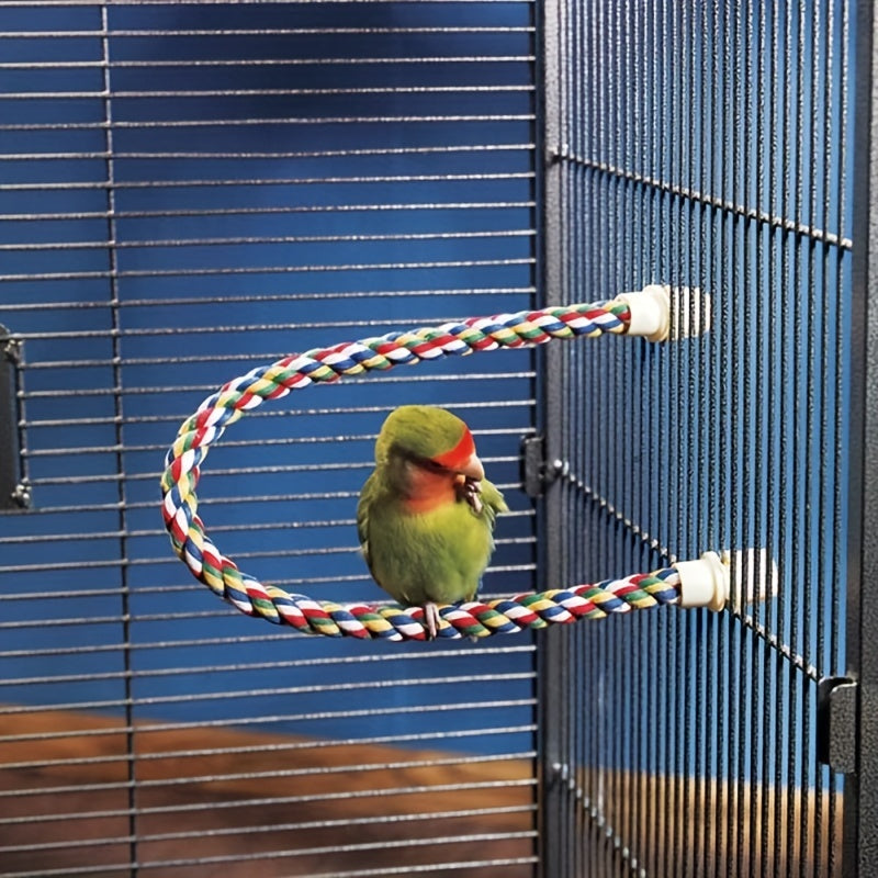 Interactive Parrot Rope Perch Toy for Cage - Long Tailed Bird Supplies