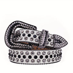 UV Changing Leather Rhinestone Belt For Men Women