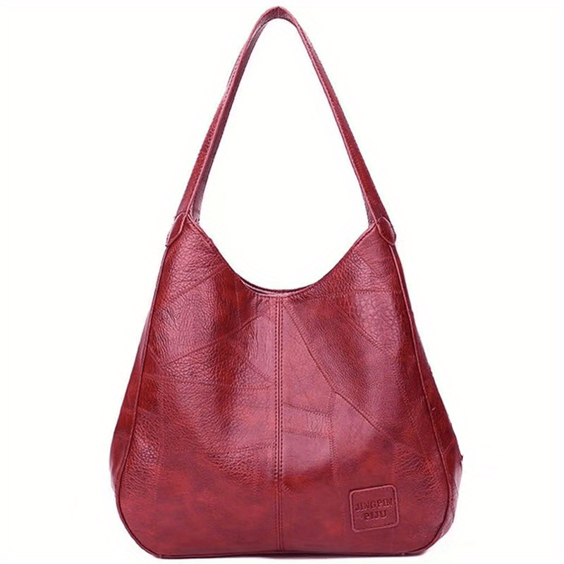 Vintage PU Hobo Bag Large Capacity Tote Bag Women's Travel Shoulder Bag