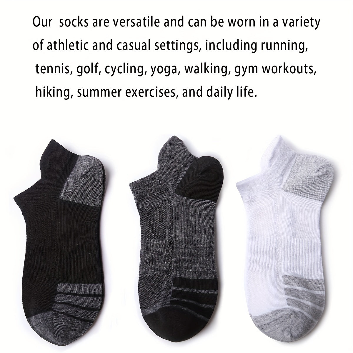 6 Pairs Men's Thin Low Cut Socks for Running Training