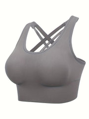 Criss Cross Back Sports Bra Push Up Shockproof