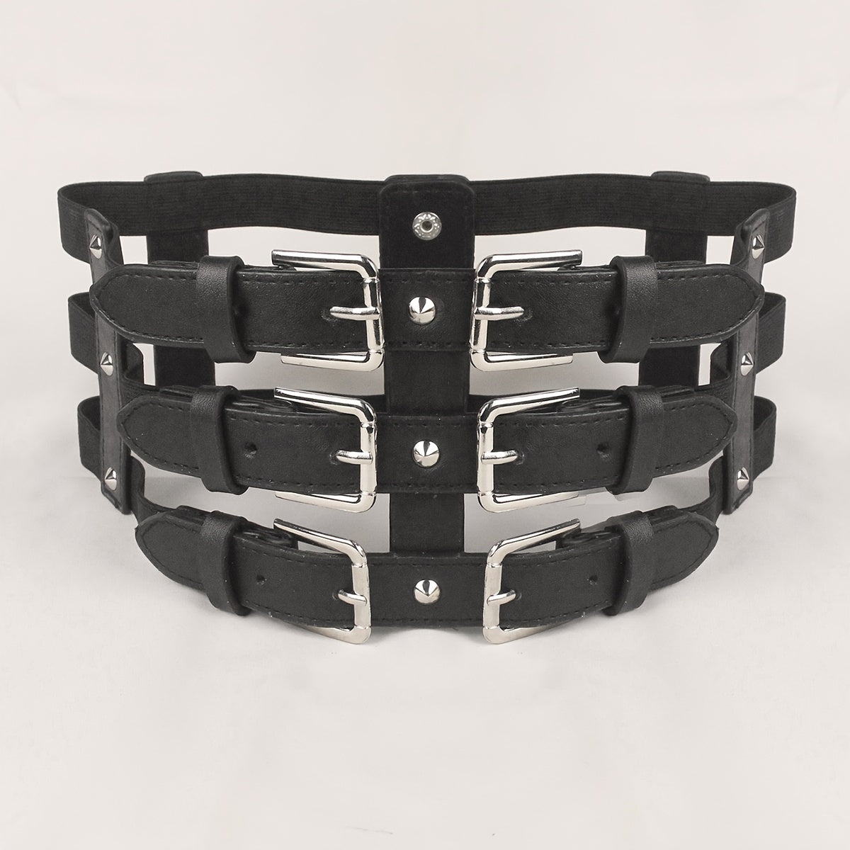 Punk Waist Belt Hollow Leather Belly Layered Goth Body Accessories