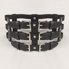 Punk Waist Belt Hollow Leather Belly Layered Goth Body Accessories