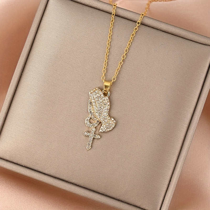 Praying Hands Pendant Necklace Lucky Pendant Jewelry