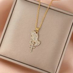 Praying Hands Pendant Necklace Lucky Pendant Jewelry