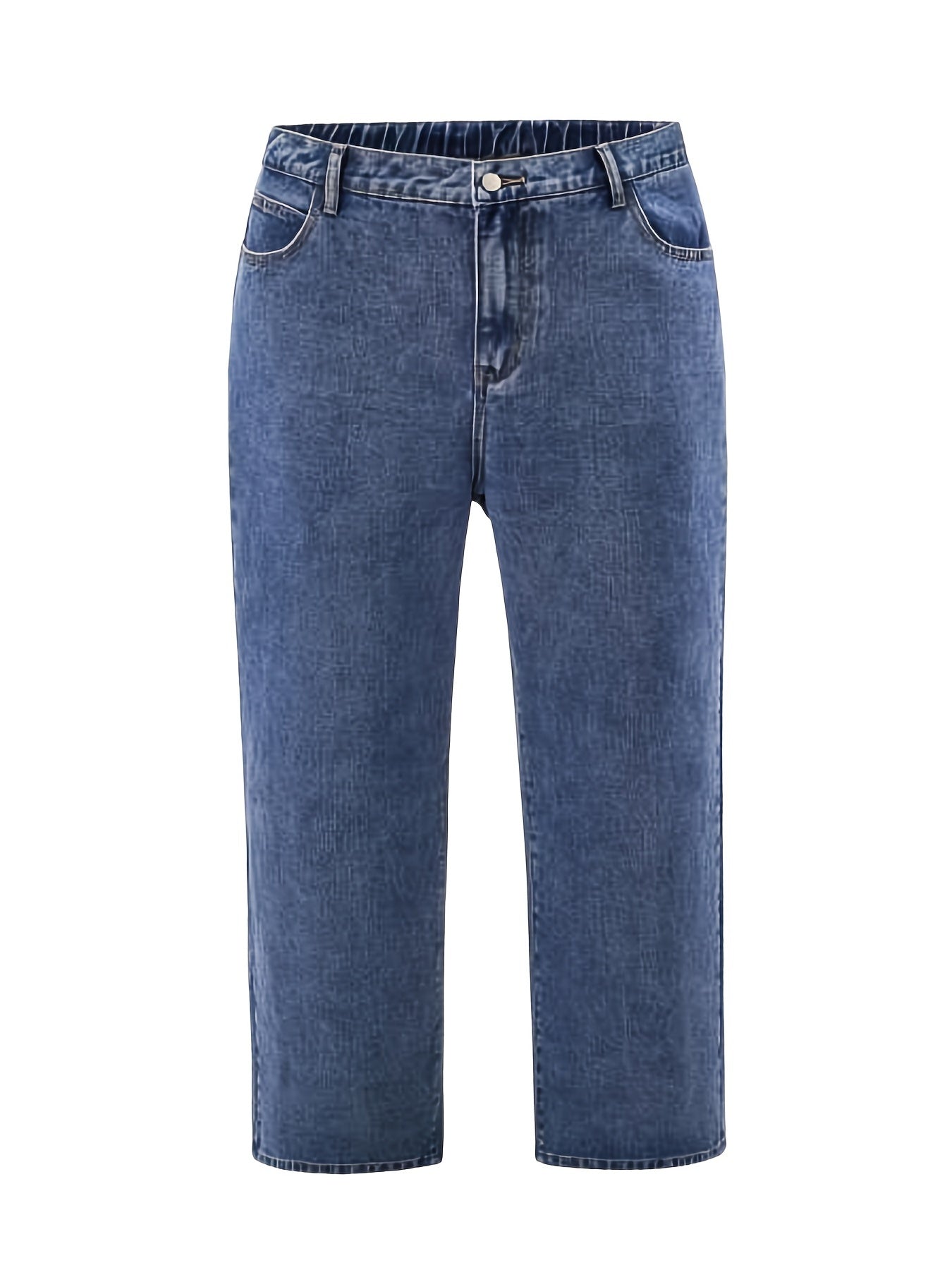 Women's Plus High Rise Straight Leg Jeans Loose Fit Denim Pants