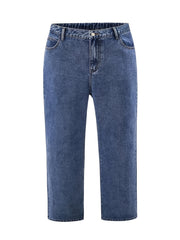 Women's Plus High Rise Straight Leg Jeans Loose Fit Denim Pants