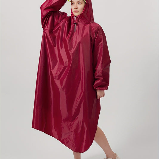 Waterproof Unisex Rain Poncho with Reusable Hood for Cycling