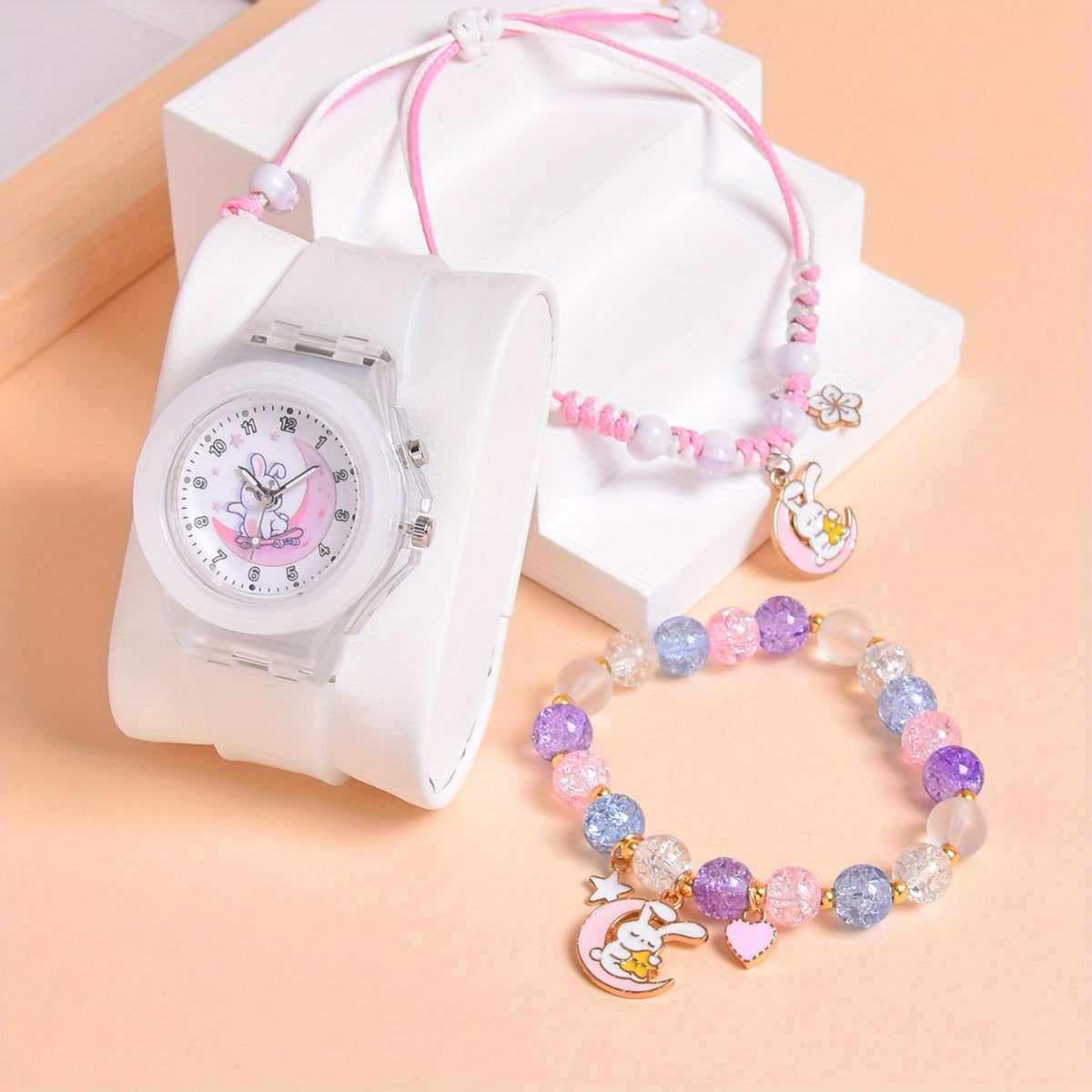 3pcs Set Rabbit On the Moon Kids Watch with Bracelets