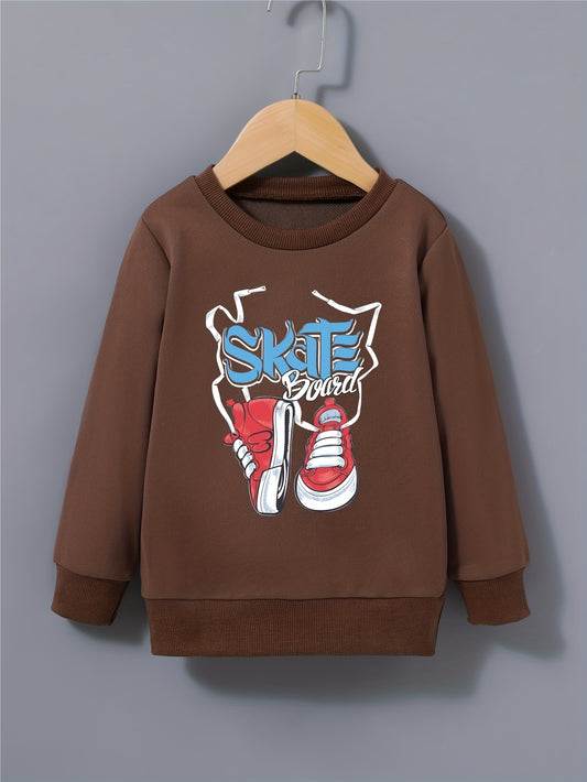 SKATEBOARD Shoes Pattern Kid's Sweatshirt Long Sleeve Top Crew Neck Pullover