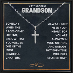 Cross Pendant Necklace With Gift Card Box for Grandson