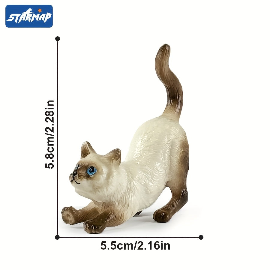 Mini Hand Painted Pet Cats Plastic Figurines Set Birthday Gift