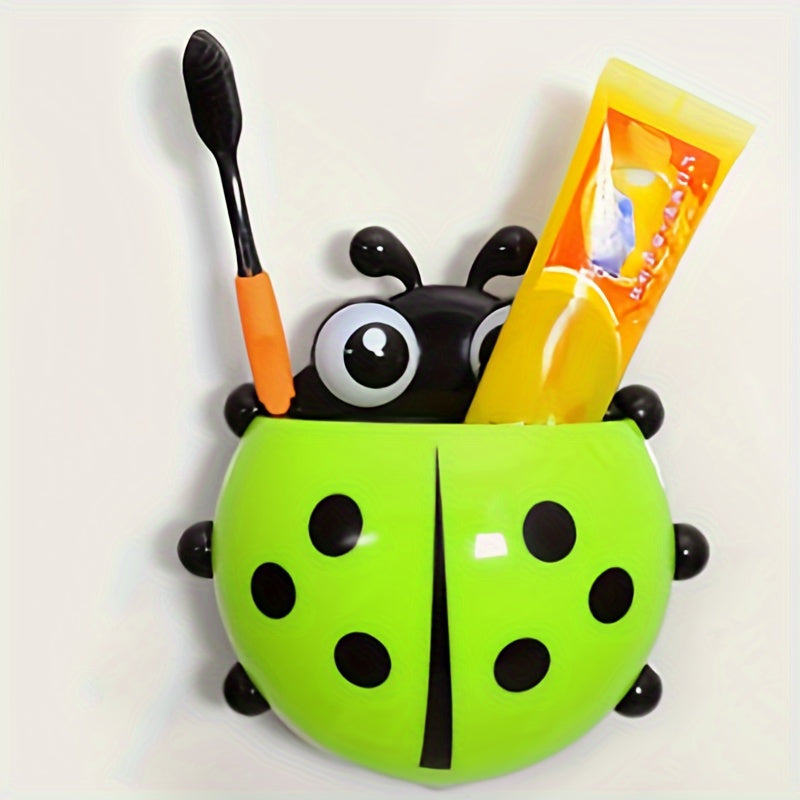 Ladybug Toothbrush Holder Wall Mounted Storage Shelf