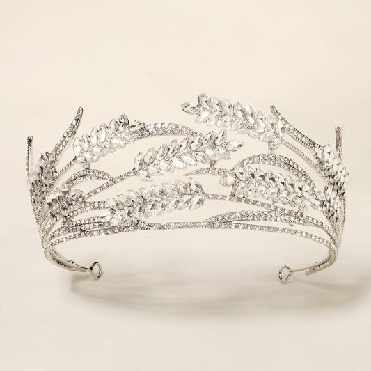 Golden Leaf Vintage Headband for Bridal Women with Rhinestone Accent