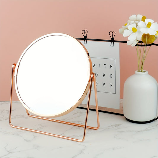 Vintage Metal Makeup Mirror Double Sided Round Beauty Mirror