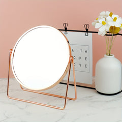 Vintage Metal Makeup Mirror Double Sided Round Beauty Mirror