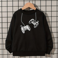 Gamepad Boys Pullover Sweatshirt Long Sleeve Crew Neck Tops