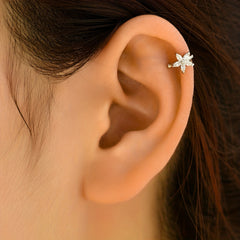 Zircon Inlaid Ear Cuff Flower Design 14K Plated Jewelry