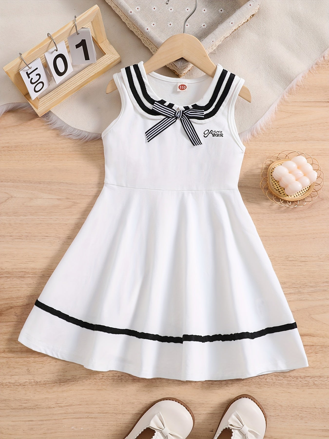 Girls Striped Sleeveless Dress Varsity Style Kids Cotton Dress