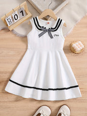 Girls Striped Sleeveless Dress Varsity Style Kids Cotton Dress