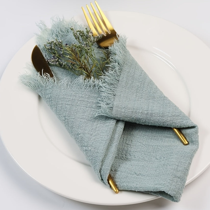 4pcs Cotton Napkins with Fringe for Dinners Parties Wedding