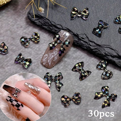 30 pcs 3D Bowknot Nail Charm Ornament Mixed Type Nail Chessboard Bows