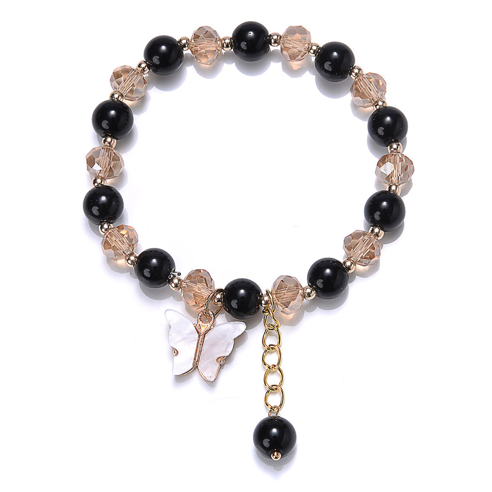 Beaded Butterfly Charm Bracelet Glass Sweet Jewelry Gift Yoga Meditation