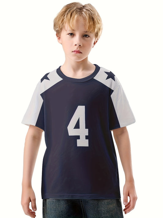 Boy's Short Sleeve T Shirt Round Neck Creative Pattern Top