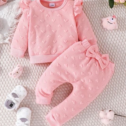 Baby Girl's Love Star Graphic Long Sleeve Top & Trousers Set