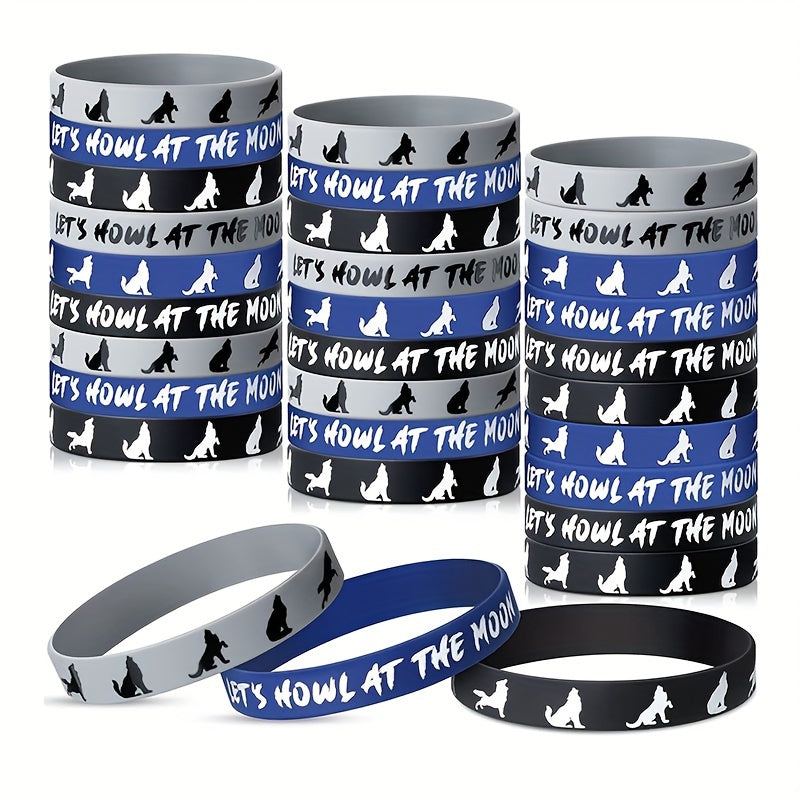 3Pcs Wolf Themed Party Silicone Bracelets