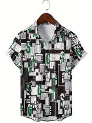 Men's Geometric Pattern Camp Collar Hawaiian Shirt