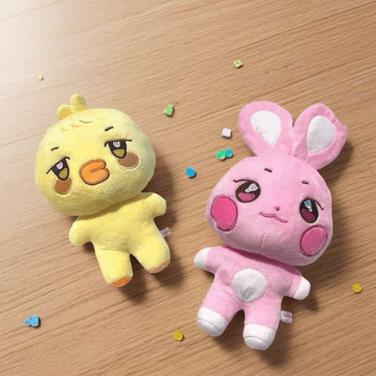 Anime Bunny Plush Doll with Expressive Eyes & Fluffy Ears in Pastel Colors