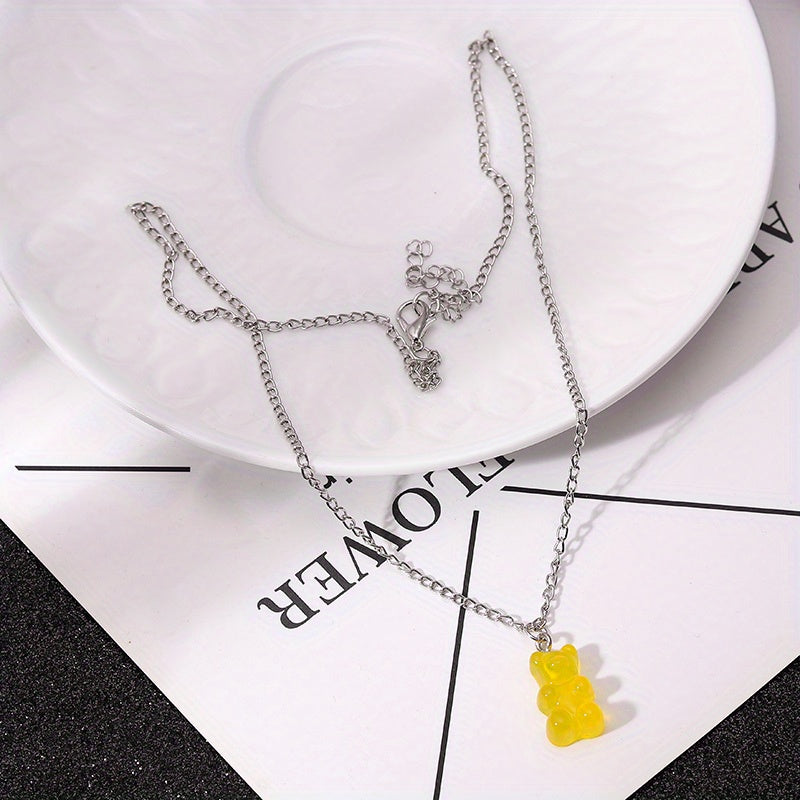 Candy Bear Chain Pendant Necklace For Women Girls Animal Jewelry