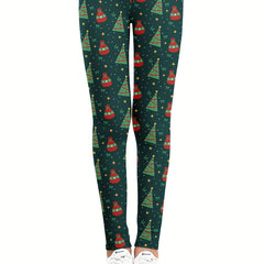 Girls' Christmas Stretch Leggings - Tight Fit & Ankle Length