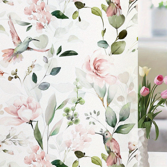 Colorful Bird Flower Plant Privacy Window Film Frosted Heat Insulating