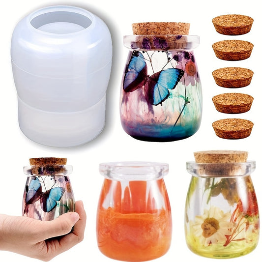 Jar Resin Molds with Cork Lid - DIY Silicone Bottle Mold