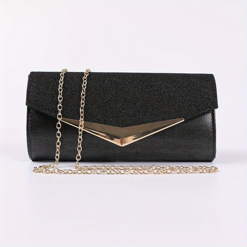 Glitter Sequins Evening Clutch Wallet with Chain Strap